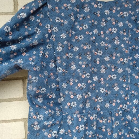 Amish Mennonite Cape Dress PLUS SIZE 44" B 41" W Blue Pink Floral Handmade - Picture 10 of 10